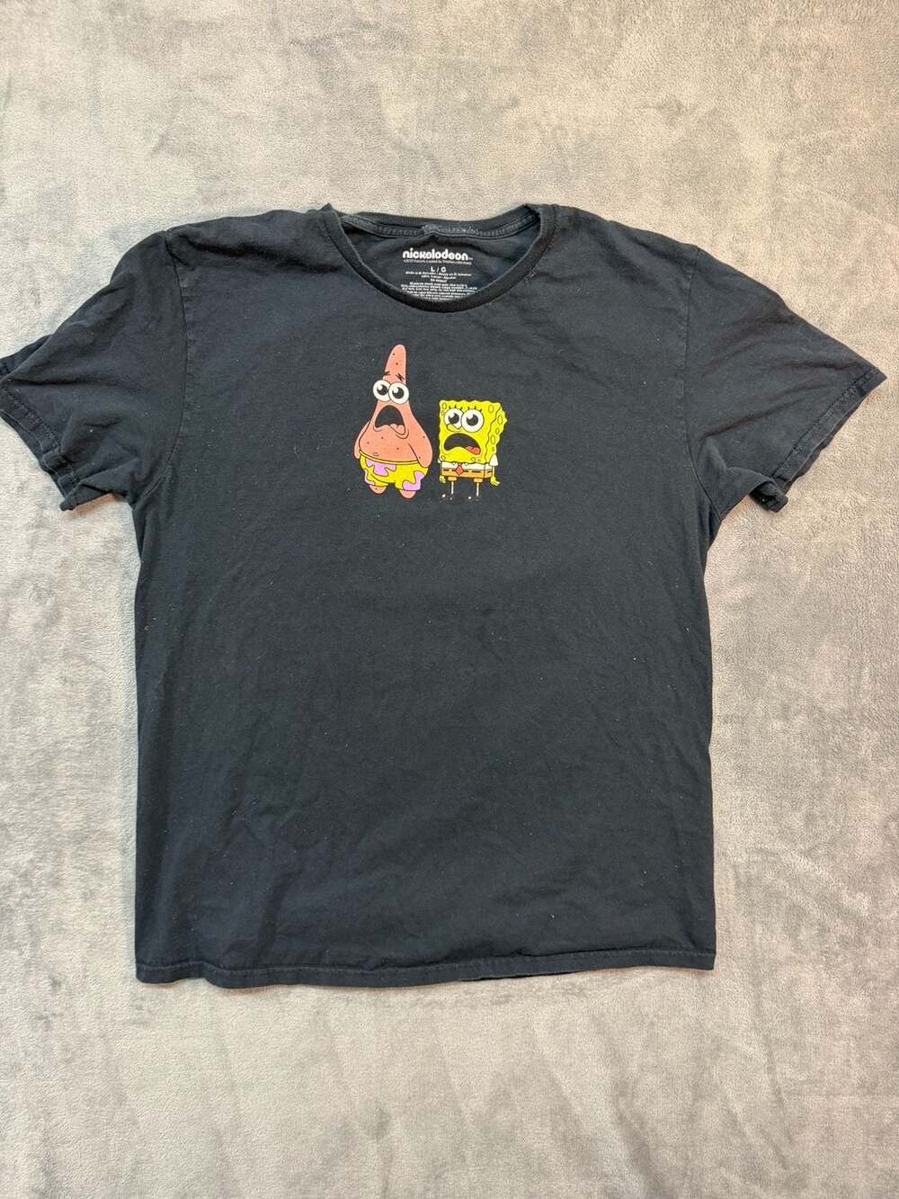 Nickelodeon SpongeBob SquarePants Multi Character Graphic Black T-Shirt Large